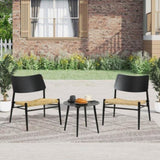 ZUN Aluminium 3 Piece Patio Set Bistro Table and Chairs Set , Backyard, Garden, Living Room, Black W640P175472