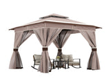 8'x8' Patio Gazebo Outdoor Heavy Duty Party Tent Shelter With Double Roofs, Mosquito Nettings And 92798888