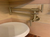 Gold Pot Filler Faucet Wall Mount Kitchen Folding Faucet with Double Joint Swing Arms, Two Handle 25957529