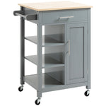 ZUN Compact Kitchen Island Cart on Wheels, Rolling Utility Trolley Cart Grey-AS 74493128