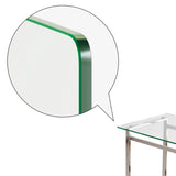 51" Modern Minimalist Rectangular Glass Dining Table for 4-6 with 0.31" Tempered Glass Tabletop and 53938624