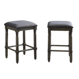 ZUN Arnhem Wood Upholstered Swivel Counter Height Stool, Set of 2, Grey T2574P164817