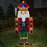 Lighted Nutcracker Christmas Yard Decorations, Pre-lit 2D Nutcracker Soldier with 162 LED Warm White 33024273