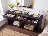 63" Fluted Console Table with 3 Drawers, Long Sofa Table Behind Couch for Living Room, Hallway, W2917P542461