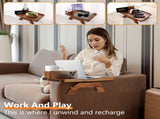 Couch Armrest Tray 3 in 1 Sofa Arm Tray Table with Swivel Cup Holder Phone Stand, Acacia 66183504