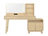 Modern Vanity Desk with LED Lighted Mirror, Makeup Vanity Table with 5 Drawers, Side Storage N773P479850W