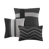 7 Piece Faux Suede Comforter Set Black King B03597216