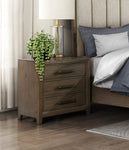 ZUN Dark Walnut Finish Nightstand of 3 Drawers Classic Design Bedroom Furniture 1pc B011140393