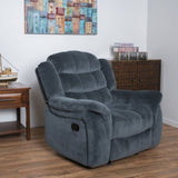 Classic Design, Steel Gray Plush Fabric, Glider Recliner 57412.00FSTL