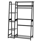 ZUN Bamboo Garment Rack with Shelves, Clothing Rack Hanging Clothes, Freestanding Closet Organizer 38984231