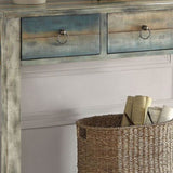 Antique Grey and Teal 3-drawer Console Table B062P189095