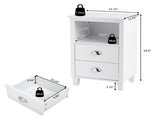 40*30*63cm Simple And Modern White Cabinet, MDF Spray Paint, High Legs, Two Drawers, Bedside Table 93586563
