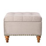 Square velvet upholstered Ottoman with storage space, hidden support hinge with easy to open top, W2941P242273
