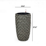 ZUN 14.6" Self-watering Wicker Planter - Garden Decoration Pot - Gray - Round B046P144658