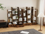 Bookshelf with 2 Drawers, Industrial Freestanding Open Display Shelving, Vintage Open Bookcase, 12 W578P207921
