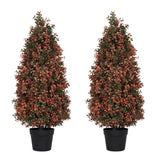 90cm Artificial Boxwood Topiary Tree for Outdoor Porch and Patio Decoration, Red , 2pcs/set W2945P323201