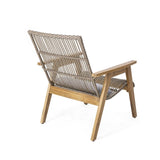 ZUN Set of 2, Acacia Wood Cape Woven Wicker Large Lounge Chair with Pillow for Patio, Deck, Yard, Lawn 73165.00