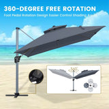 11FT Patio Umbrella Outdoor Square Double Top Umbrella in Gray T3609P347438