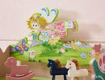 ZUN Kids Funnel Olivia the Fairy Girls Hand Painted 3 Tier Flower Bookcase with Drawers B05367936