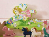 ZUN Kids Funnel Olivia the Fairy Girls Hand Painted 3 Tier Flower Bookcase with Drawers B05367936