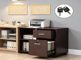 Lateral File Cabinet with Wheels Mobile Printer Cart with Open Shelves & Drawers, Holds A4 27071116