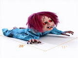 Halloween Animatronic Crawling Girl Prop, Voice Activated with Flashing Red Eyes & Scary Sounds, 28 06450667