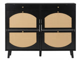Rattan shoe cabinet with 2 drawers and 4 flip-tops, made of particleboard, 105*24*110cm, black 05339909