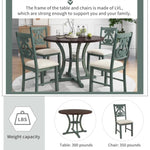 ZUN 5-Piece Round Dining Table and 4 Fabric Chairs with Special-shaped Table Legs and Storage Shelf 15508700