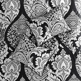 7 Piece Cotton Printed Comforter Set Black Queen B03597261