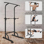 ZUN Sport Power Tower Workout Dip Station Pull Up Bar, Height Adjustable Multi-Function Dip Stand for 54732473