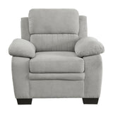 Plush Seating Chair 1pc Gray Textured Fabric Channel Tufting Solid Wood Frame Modern Living Room B011P214023