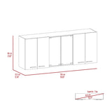 ZUN Superior 150 Wall Cabinet With Glass, Four Interior Shelves, Two Double Door -White B20091984