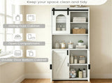 White Farmhouse Tall Storage Cabinet with Sliding Barn Door, Freestanding Floor Linen Cabinet with 22557110