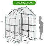 Mini Walk-in Greenhouse with PVC Cover, 8-Shelf Indoor Outdoor Planting Green House for 38528035
