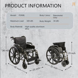Aluminum Alloy Transport Wheelchair. 18" Seats. With front and Rear Locking Hand Brakes. 24" Quick W3121P297359
