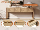 Geometric Carved Console with 3 Soft-Close Drawers, Fluted Leg Details, Entryway Sofa N759P433572T