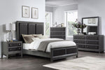 ZUN Modern Styling Bedroom 1pc Chest of 5 Drawers Faux Leather Upholstered Gray Classic Design Wooden B011P186574