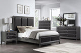 ZUN Modern Styling Bedroom 1pc Dresser of 6 Drawers Faux Leather Upholstered Gray Classic Design Wooden B011P186573