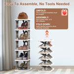 ZUN 6 Tier Foldable Shoe Rack Vertical Shoe Organizer Narrow Shoe Rack for Small Spaces Space Saving 87894417