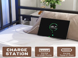 Twin Daybed with RGB LED Lights & Charging Station, Height Adjustable Day Bed Frame with Trundle, W2129P417631