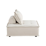 Living Room Furniture Tufted Accent Chair with Bolster Pillow Beige Boucle Fabric Upholstered 1pc B011P180908