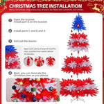 ZUN 7.5 FT Patriotic Artificial Christmas Tree, Hinged Tree 4th of July Patriotic Decorations with 1308 15983801