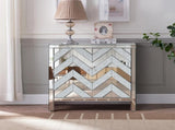 Storage Cabinet with Mirror Trim and M Shape Design Spliced Combination For Living Dining W1445103594