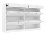 Wooden Shoe Cabinet with 4 Flip Drawers,Shoes Rack Cabinet with 2 Storage Drawers,Classified Storage W1580P402825