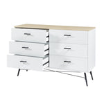 ZUN 6 Drawer Dresser for Bedroom with Deep Drawers, Wood & Chest of Drawers, Modern White Long W1820P152744