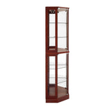 6 Shelf Corner Curio Display Cabinet with Lights, Mirrors and Adjustable Shelves, Cherry 99490585