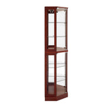 ZUN 6 Shelf Corner Curio Display Cabinet with Lights, Mirrors and Adjustable Shelves, Cherry W1693P165027