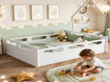Full Size Floor Platform Bed with Full-length Guardrails, Low Profile Full Bed Frame, No Box Spring W1580P438792