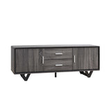 ZUN Modern Wooden 60" TV Stand with Two Center Drawers, Two Storage Cabinets- Distressed Grey & Black B107130946