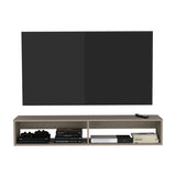 Warrior 59" Floating Tv Stand with Two open shelves, media compartments and cable management Light B200P240264